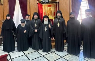 Patriarch Theophilus III and the delegates. Source: OrthoChristian.com