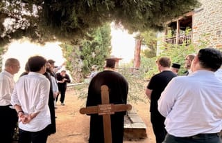 Holy Cross seminarians assisted in chanting a Trisagion service for Metropolitan Ezekiel of Pisidia, a former Dean of Holy Cross. The Trisagion was offered by V. Rev. Archimandrite