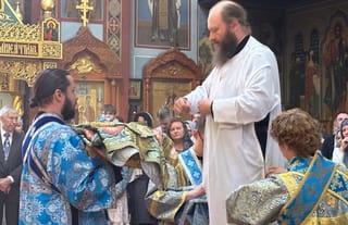 Bp. Peter is vested in the center of the nave for the first time. Photo: Kyria Gorny