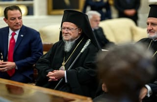 Ecumenical Patriarch Bartholomew in a meeting with President Donald Trump in the fall of 2025. Photo: whitehouse.gov