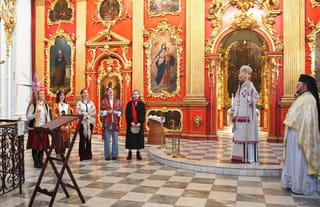 The Exarch of the Ecumenical Patriarchate, Bishop Michael of Comana, celebrated the Christmas Liturgy on January 7 at St. Andrew’s Church in Kyiv. Photo: Facebook