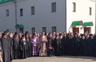 Brotherhood and parishioners of the St. Nicholas Monastery in Myltsi. Photo: Kozak TV/Telegram