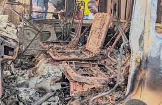 Charred remains of a car after the assault in Komanda, Ituri Province, Congo. Photo: Sky News