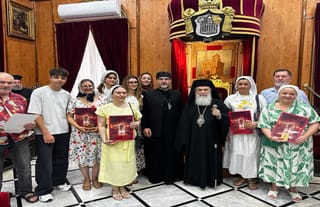 The pilgrims to the Holy Land received an audience from Pat. Theophilos III. Photo: orthodox-europe.org