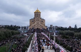 The farewell of Patr. Ilia II at the Holy Trinity Cathedral in Tbilisi. Photo: Mariam Nikuradze/OC Media