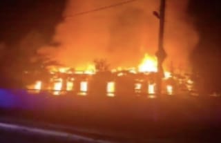 Fire in the repurposed premises of the Nativity of the Most Holy Theotokos UOC parish in Novosilky. Photo: Dozor