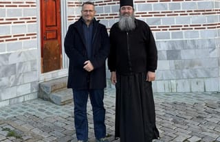 Ivan Hristanov with Serafim Yanev, abbot of Eleshnik Monastery. Photo: hristianstvo.bg