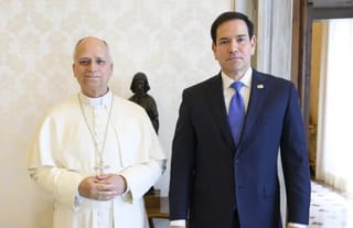 Pope Leo XIV and U.S. Secretary of State Marco Rubio. Photo: Simone Risoluti/Vatican Media