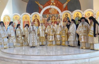 Fr. Theodore Dorrance speaks to members of the Assembly after Saturday's Divine Liturgy. Photo: Aaron Hickman/UOJ-USA