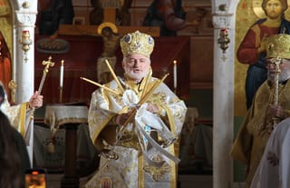 Abp. Elpidophoros at the Hierarchical Liturgy for the annual Assembly of Bishops meeting in November. Photo: Aaron Hickman/UOJ-USA