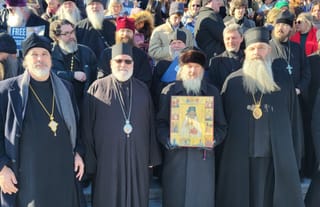 Pictured, from left to right: Fr. Victor, Bp. John of Worcester, Bp. Theodosius of Seattle, and Bp. Seraphim of Kostajnica. Photo: Fr. Victor Boldewskul/Facebook