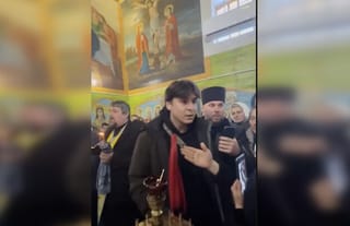 Roman Hryshchuk in the church. Photo: video screenshot