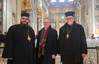 "Metropolitan" Boris Bojović of the schismatic "Montenegrin Orthodox Church" is pictured at left, and Archbishop Elia of Finland is pictured at right. Photo: aktuelno.me