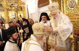 Metropolitan-elect Gregory of Paphos was consecrated by Abp. Georgios of Cyprus on Thursday. Photo: kathimerini.com