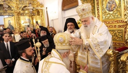 Metropolitan-elect Gregory of Paphos was consecrated by Abp. Georgios of Cyprus on Thursday. Photo: kathimerini.com