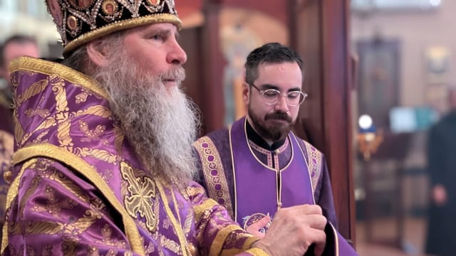 Bishop Gerasim with one of the seminarians ordained during his visit to St. Vladimir’s Seminary