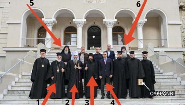 Those who received Dumenko’s delegation on Mount Athos. Photo: UOJ-Mount Athos