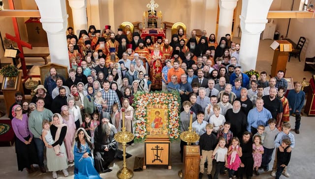 Clergy, monastics, and faithful at Holy Cross Moanstery. Wayne, WV.