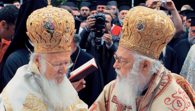 Ecumenical Patriarch Bartholomew and Abp. Anastasios of Albania. Photo: ocl.org