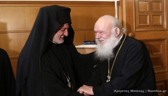 Archbishop Elpidophoros and Archbishop Ieronymos. Photo: romfea.gr