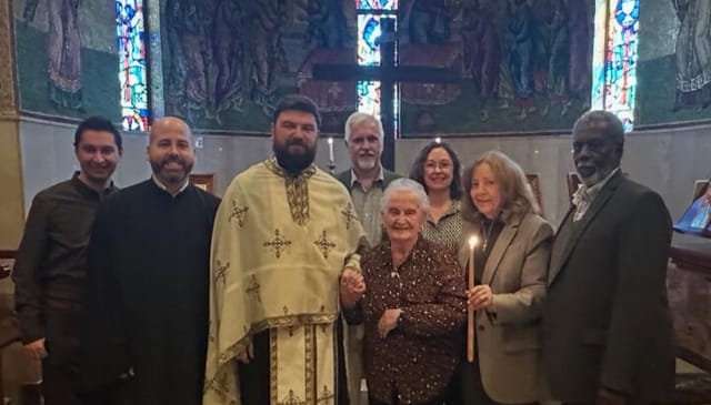 Carmela Lena Cocivera was received into the Orthodox Church through the Sacrament of Holy Chrismation on her 100th birthday. Photo: Greek Orthodox Cathedral of St. Paul/Facebook