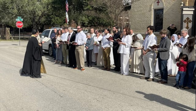 The faithful prepare for reception into the Orthodox Church through the traditional series of prayers and affirmations. Photo: St. Michael Orthodox Church