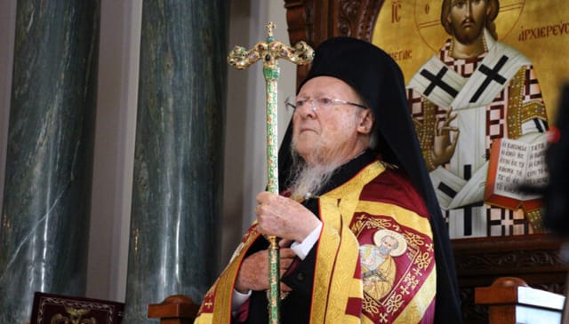 Ecumenical Patriarch Bartholomew presides at the Cathedral of the Dormition of the Virgin Mary in Southampton, New York. Photo: Aaron Hickman/UOJ-USA