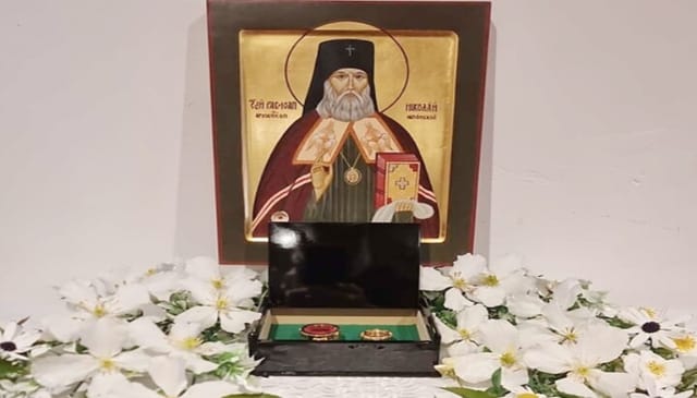 The incorruptible relics of St. Nicholas of Japan laid to rest at the monastery cathedral. Photo: orthodoxjapan.jp
