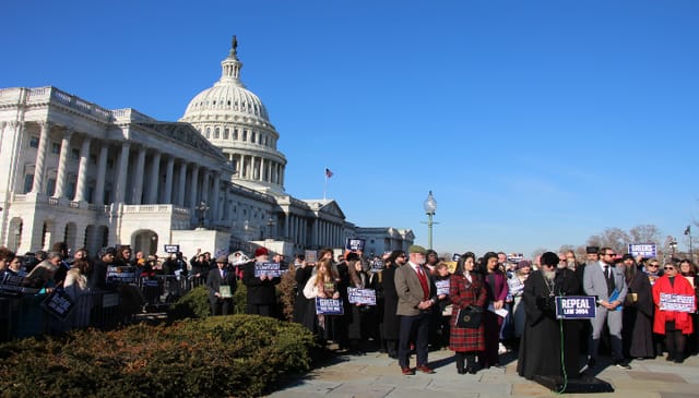 A press conference was held in front of the U.S. Capitol last month as part of the Society of St. John's Day of Action. Photo: Aaron Hickman/UOJ-USA