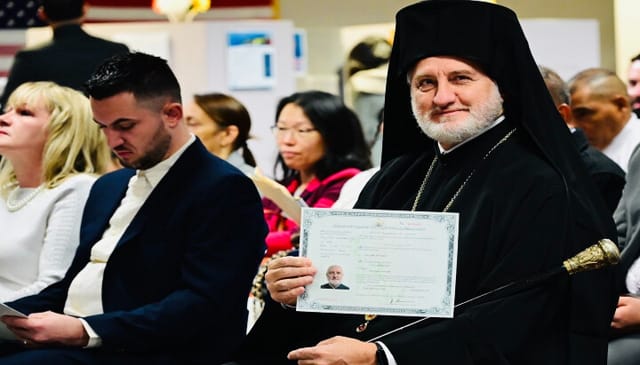Abp. Elpidophoros has been granted citizenship in the U.S. Photo: Orthodox Observer/Dimitrios Panagos