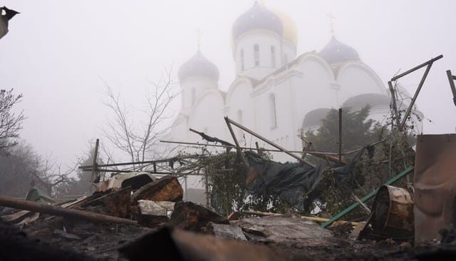 Holy Dormition Men's Monastery after shelling. Photo: suspilne.media