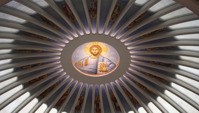 The interior dome of St. Nicholas Greek Orthodox Church and National Shrine. Photo: Aaron Hickman/UOJ-America