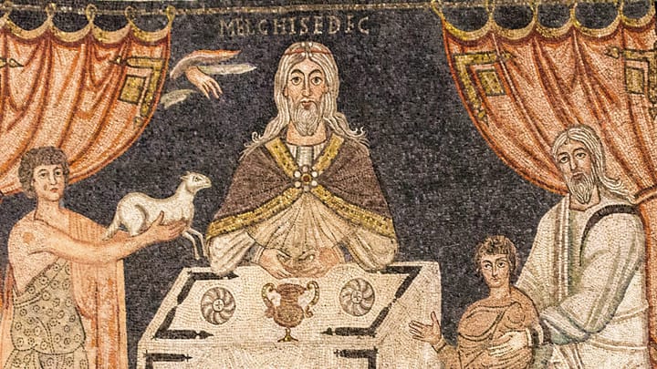 Melchizedek, Abel and Abraham depicted in the mosaic at Sant’Apollinare in Classe