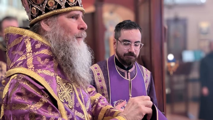 Bishop Gerasim with one of the seminarians ordained during his visit to St. Vladimir’s Seminary