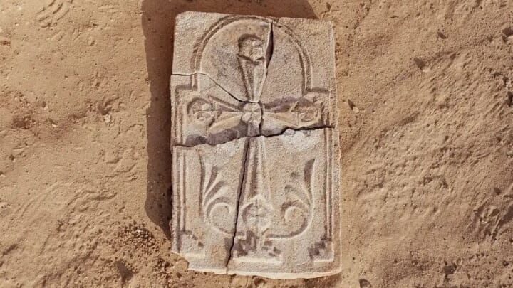 A stucco cross was discovered at a 1,400-year-old monastery in the United Arab Emirates. (Image credit: Department of Culture and Tourism — Abu Dhabi)