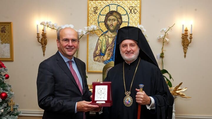 Greek Deputy Prime Minister Kostis Hatzidakis and Archbishop Elpidophoros. Photo: orthodoxtimes.com