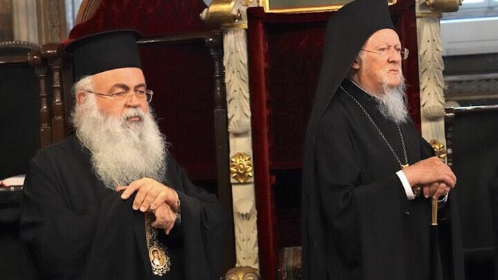 Archbishop Georgios and Patriarch Bartholomew. Photo: orthodoxia.info