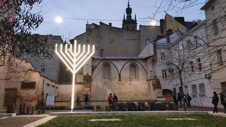 Menorah in Lviv before an act of vandalism. Photo: Jewish community of Lviv