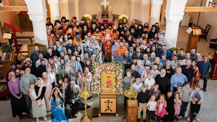 Clergy, monastics, and faithful at Holy Cross Moanstery. Wayne, WV.