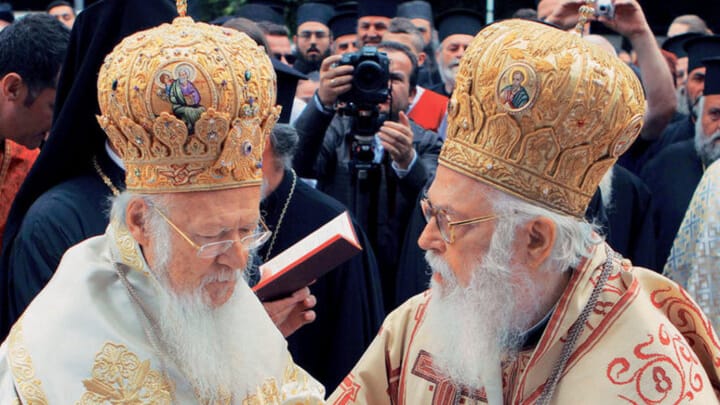 Ecumenical Patriarch Bartholomew and Abp. Anastasios of Albania. Photo: ocl.org