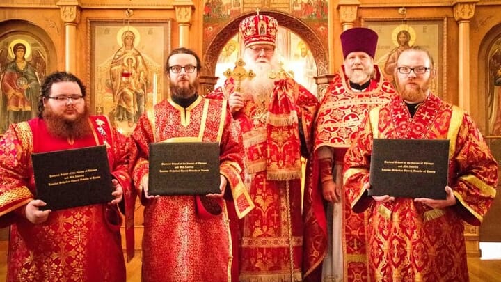 Graduates with the Ever-Memorable Vladyka Peter of Chicago, and Fr. Gregory Joyce, Dean of the Orthodox Pastoral School