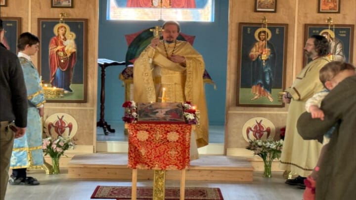 The first Liturgy at Holy Apostles Orthodox Church. Photo: westsrbdio.org
