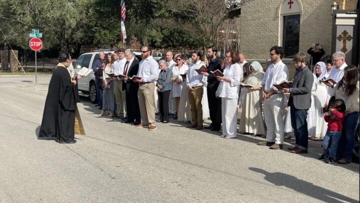 The faithful prepare for reception into the Orthodox Church through the traditional series of prayers and affirmations. Photo: St. Michael Orthodox Church