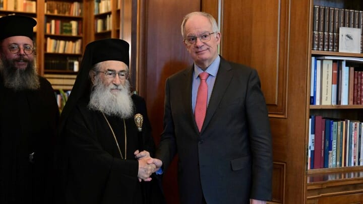 Archbishop Damianos and President Tasoulas. Source: ANA-MPA