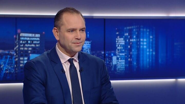 Karol Nawrocki on the TV program "Guest of Events". Photo: Polsat News