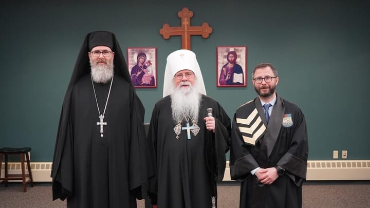 Archim. Jeremy (Davis), Met. Tikhon, and Dr. Tudorie. Source: SVOTS