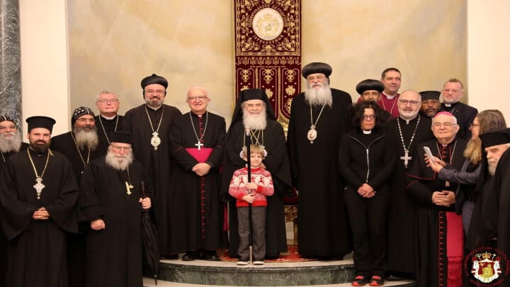 Christian leaders of the Holy Land gathered at the Jerusalem Patriarchate headquarters in honor of the Feast of the Nativity. Photo: Jerusalem Patriarchate