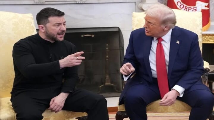 President Trump and Ukrainian President Volodymyr Zelenskyy during their Oval Office visit in February. Zelensky left the contentious meeting without a deal. Photo: Andrew Harnik/Getty Images