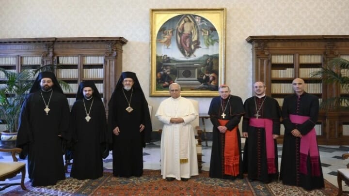 Pope Leo XIV meets with the delegation of the Patriarchate of Constantinople on June 28, 2025, at the Vatican. Credit: Vatican News