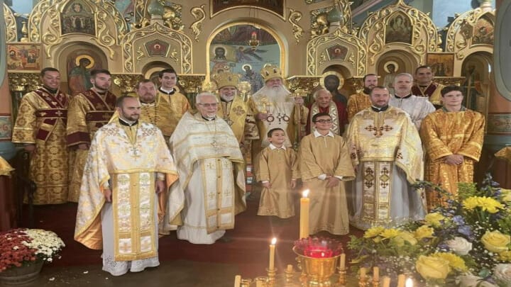 Clergy and altar servers at the archpastoral visit of Met. Tikhon to St. Vladimir Church. Photo: OCA